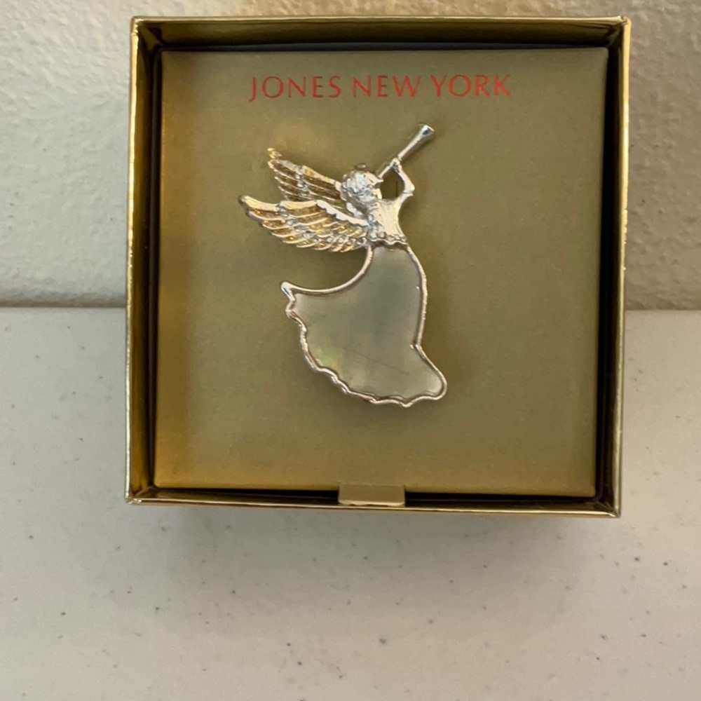 Jones New York Silver Angel Brooch